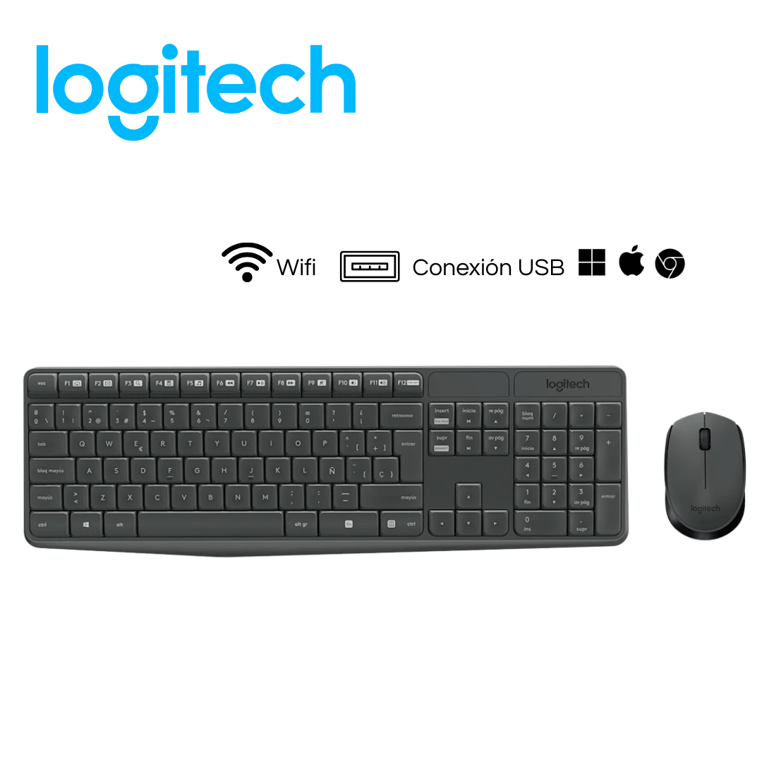 Kit teclado y mouse inalámbrico Logitech MK235, USB, negro, 2.4GHz | 920-007901