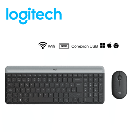 Kit teclado y mouse inalámbrico Slim Logitech MK470, USB, negro | 920-009266