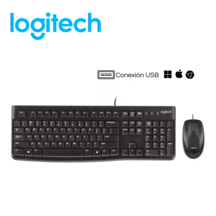 Kit teclado y mouse Logitech MK120, USB, negro | 920-004428