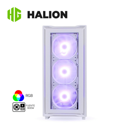Case Gamer Halion Titan 103 Blanco 600W, 4x RGB, Vidrio Templado | Titan 103