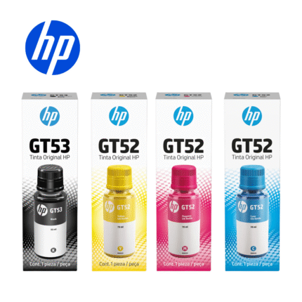 Pack de 4 Botellas de Tinta HP GT53/GT52 Original, Negro/Cian/Magenta/Amarillo