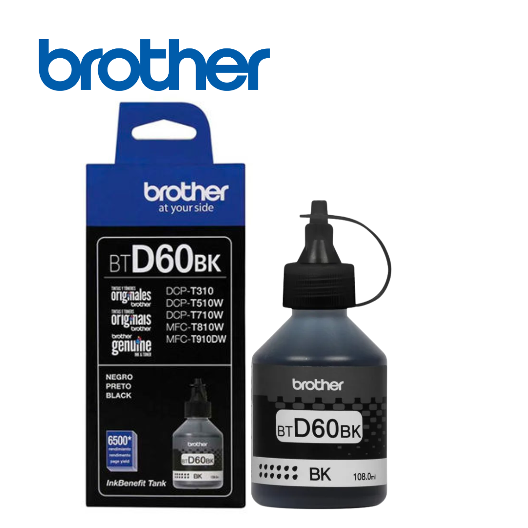 Tinta Brother D60BK, Negra (DCP-T310/DCP-T710W/MFC-T910DW) | D60BK