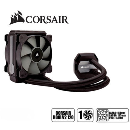 Sistema de Enfriamiento Líquido Corsair H80i v2, 120mm, 154x123x43mm, 1 Ventilador, Radiador de Aluminio | CW-9060024-WW