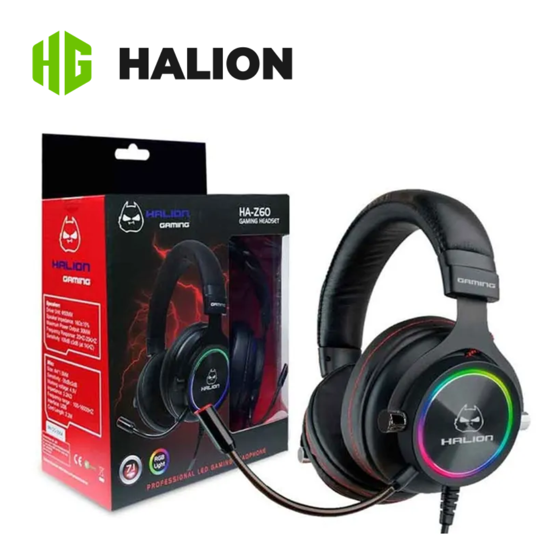 Audífono y Micrófono Halion HA-Z60 Gamer, 7.1, RGB, USB | HA-Z60