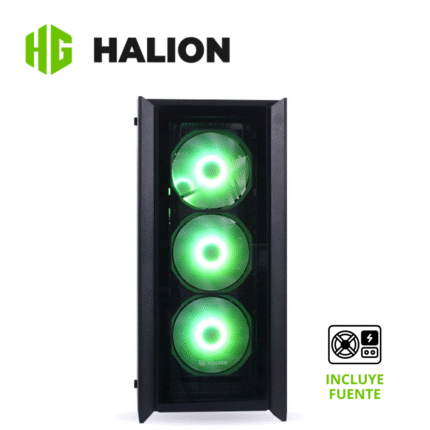 Case Gamer Halion Titan 104, Negro, 600W, 4xRGB, Vidrio con Rejilla | Titan 104