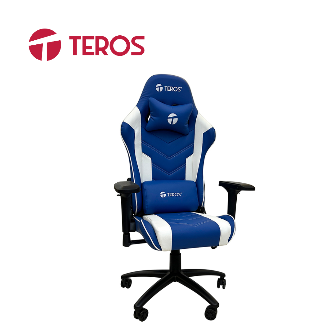 Silla Gamer Premium TE-8126B, Clase 4 Max, 150kg, Inclinación 180°, Azul con Blanco | TE-8126B - Imagen 2