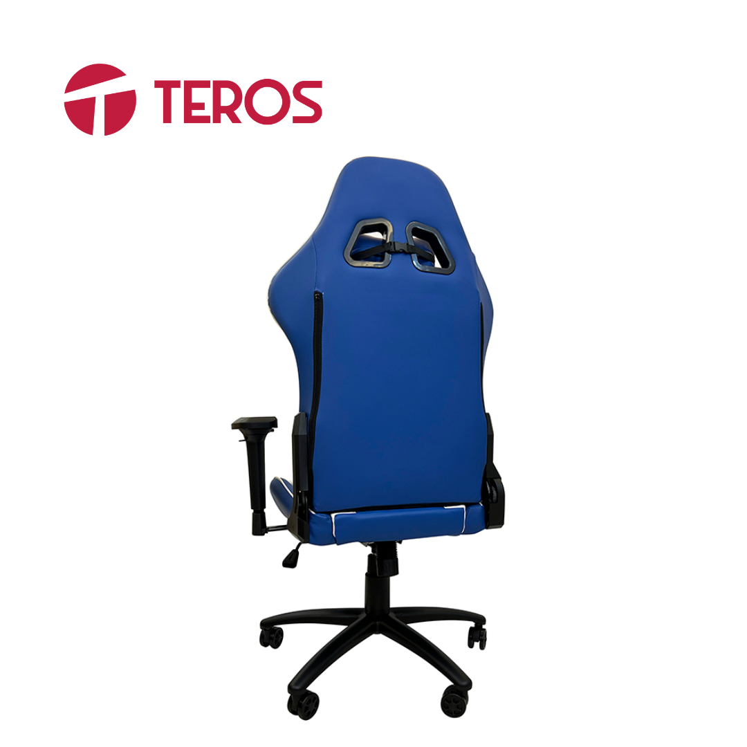 Silla Gamer Premium TE-8126B, Clase 4 Max, 150kg, Inclinación 180°, Azul con Blanco | TE-8126B - Imagen 4