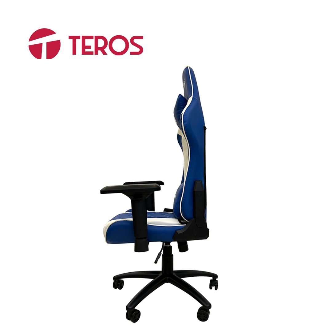 Silla Gamer Premium TE-8126B, Clase 4 Max, 150kg, Inclinación 180°, Azul con Blanco | TE-8126B - Imagen 5
