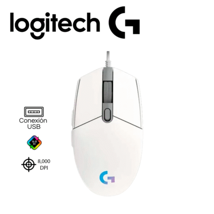 Mouse Logitech G203 Lightsync 8000 DPI, RGB, Blanco | 910-005791