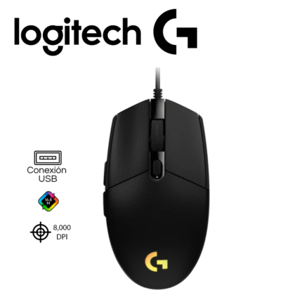Mouse Logitech G203 Lightsync 8000 DPI, RGB, Negro | 910-005790