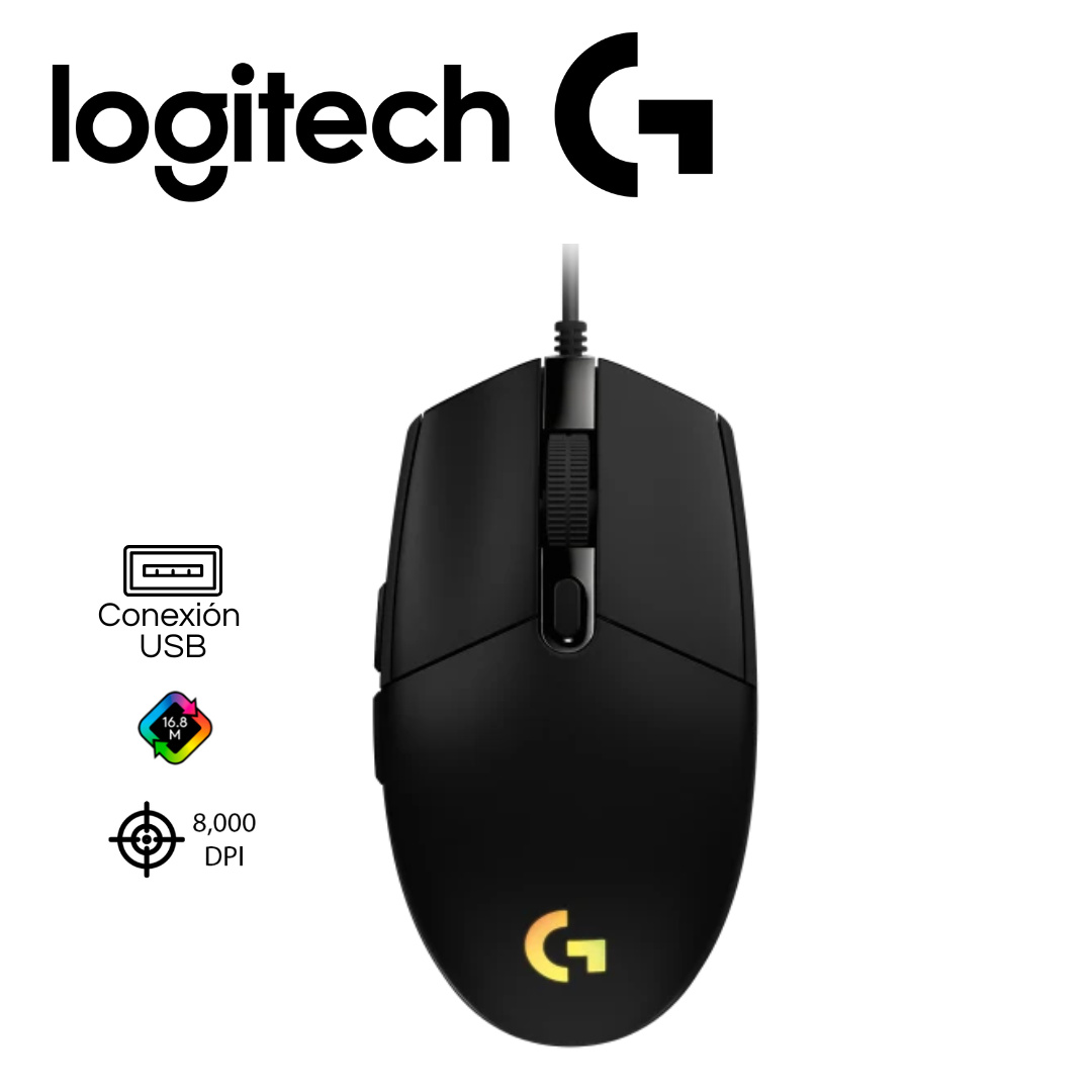 Mouse Logitech G203 Lightsync 8000 DPI, RGB, Negro | 910-005790