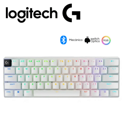 Teclado Gamer Logitech Pro X 60 Lightspeed BT/Óptico/65 hrs/RGB White | 920-011921