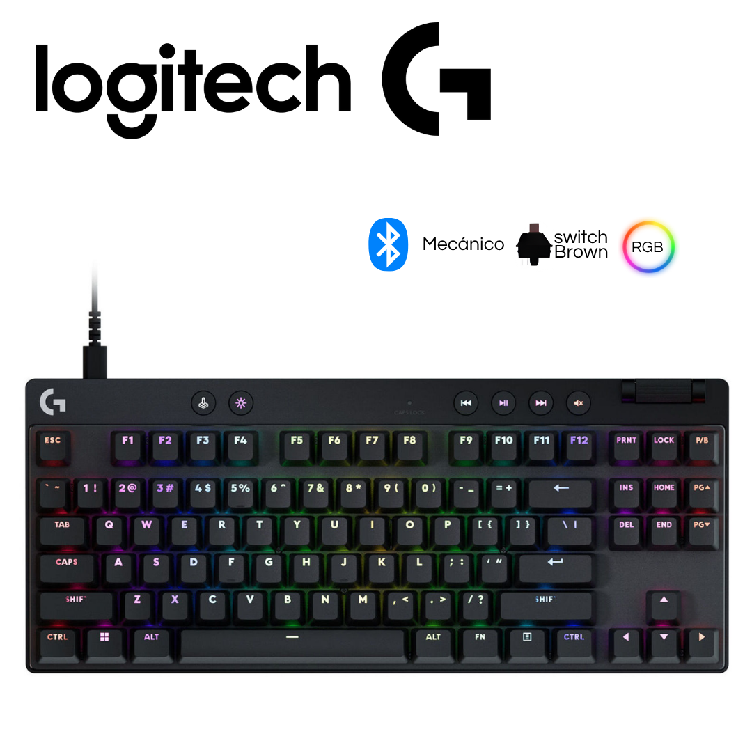 Teclado Logitech Pro X TKL Rapid Análogo / Wired USB-C / Lightsync RGB / Keycontrol Black | 920-013131