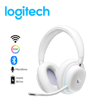 Auricular Logitech inalámbrico Aurora Collection Gaming G735, con micrófono, control de volumen, almohadillas suaves, color blanco | 981-001082