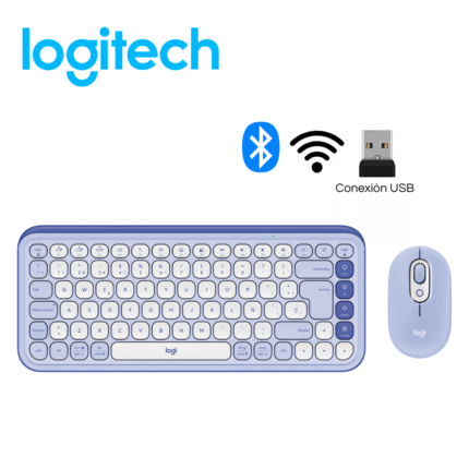 Teclado Logitech + Mouse Pop Icon Bluetooth/Wireless SP / Copilot / Lilac | 920-013054