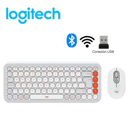 Teclado Logitech + Mouse Pop Icon Bluetooth/Wireless SP / Copilot / White | 920-013055