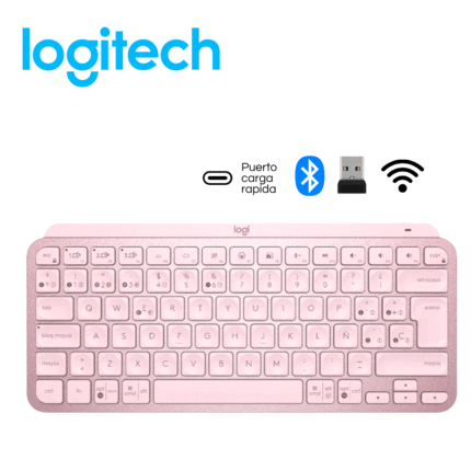 Teclado Logitech MX Keys Mini Multi-Device BT Iluminado Rose SP | 920-010478
