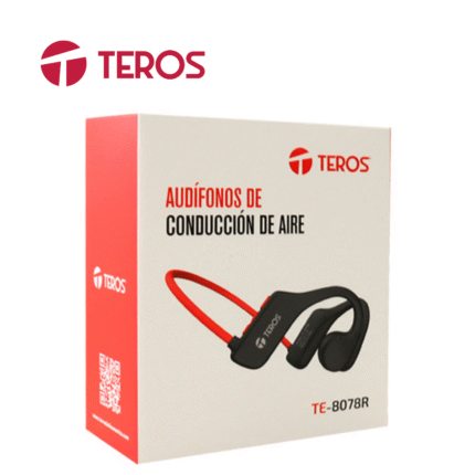 Audífono de conducción de aire Teros inalámbrico, Rojo/Gris | TE-8078R