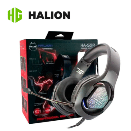 Audífono gaming Halion con micrófono, negro | HA-S9R