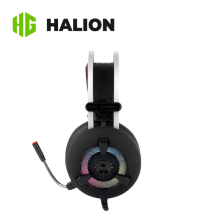 Audífono Halion con micrófono, conexión USB, control de volumen y luz LED RGB, Negro | HA-Z40