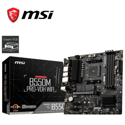 MSI Placa Madre B550M PRO-VDH, Wi-Fi, VGA, HDMI, DP, USB 3.2 Gen1, Chipset B550, Socket AM4 | B550M PRO-VDH WIFI