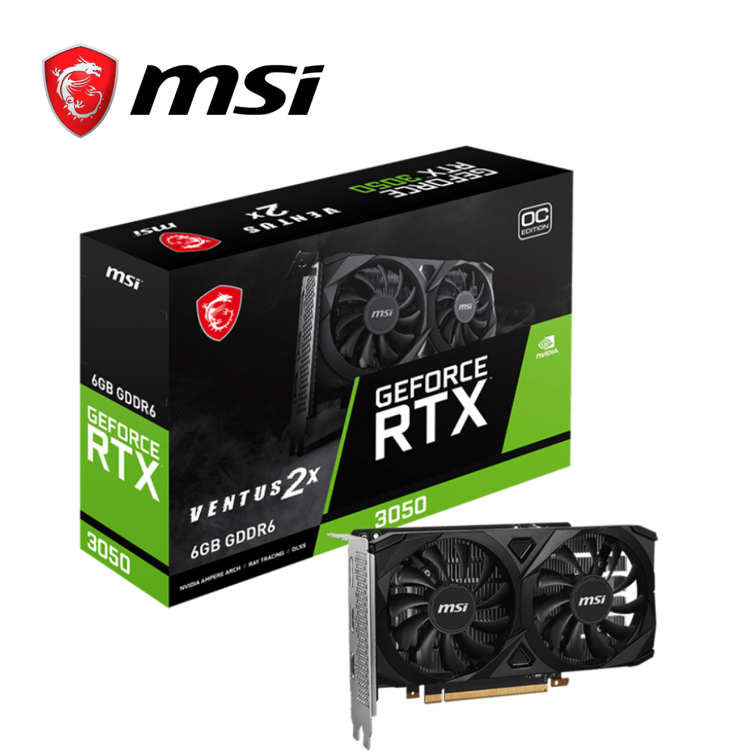 MSI Tarjeta de Video GeForce RTX 3050, 6 GB GDDR6, VENTUS 2X OC, PCI-Express 4.0 | RTX 3050 VENTUS 2X 6G OC