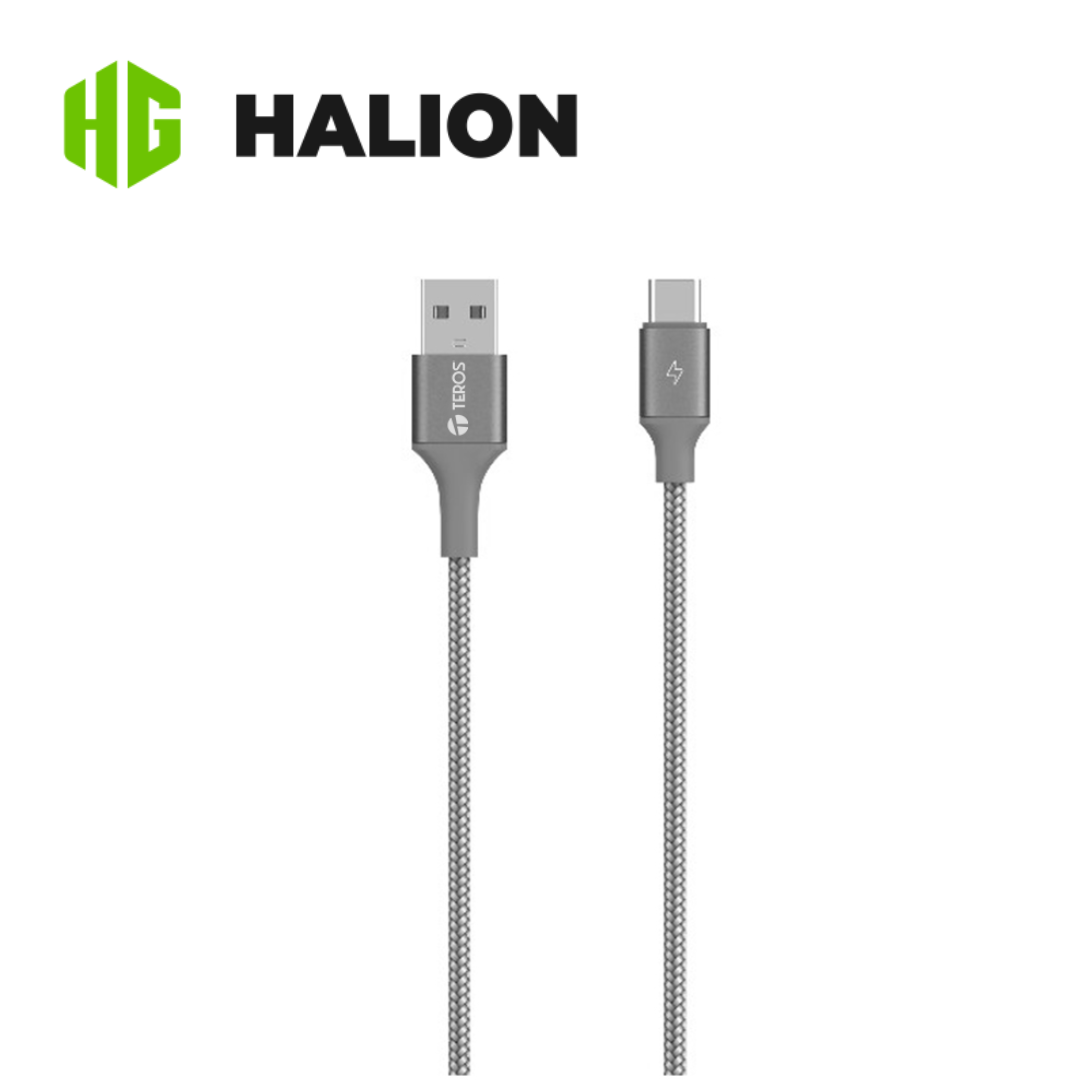 Cable USB Teros Tipo A a Tipo C, 3A y 60W Máx, Gris | TE-70211W - Imagen 2