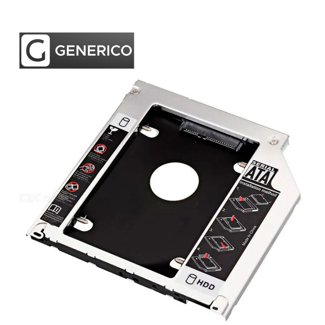 Adaptador caddy 9,5 mm para disco duro HDD/SSD SATA – Second HDD para laptop - Imagen 2