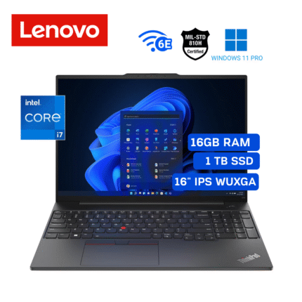 Laptop Lenovo ThinkPad E16 Gen 1, Core i7-1355U, 16 GB, 1 TB SSD, 16" WUXGA IPS, Video NVIDIA MX550 2 GB, Windows 11 Pro | 21JQ000PLM