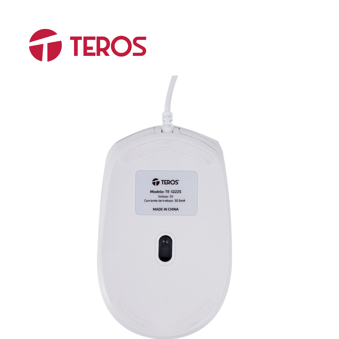 Mouse Óptico Teros 800-1200-1600 DPI, 4 Botones, Blanco | TE-1225S - Imagen 4