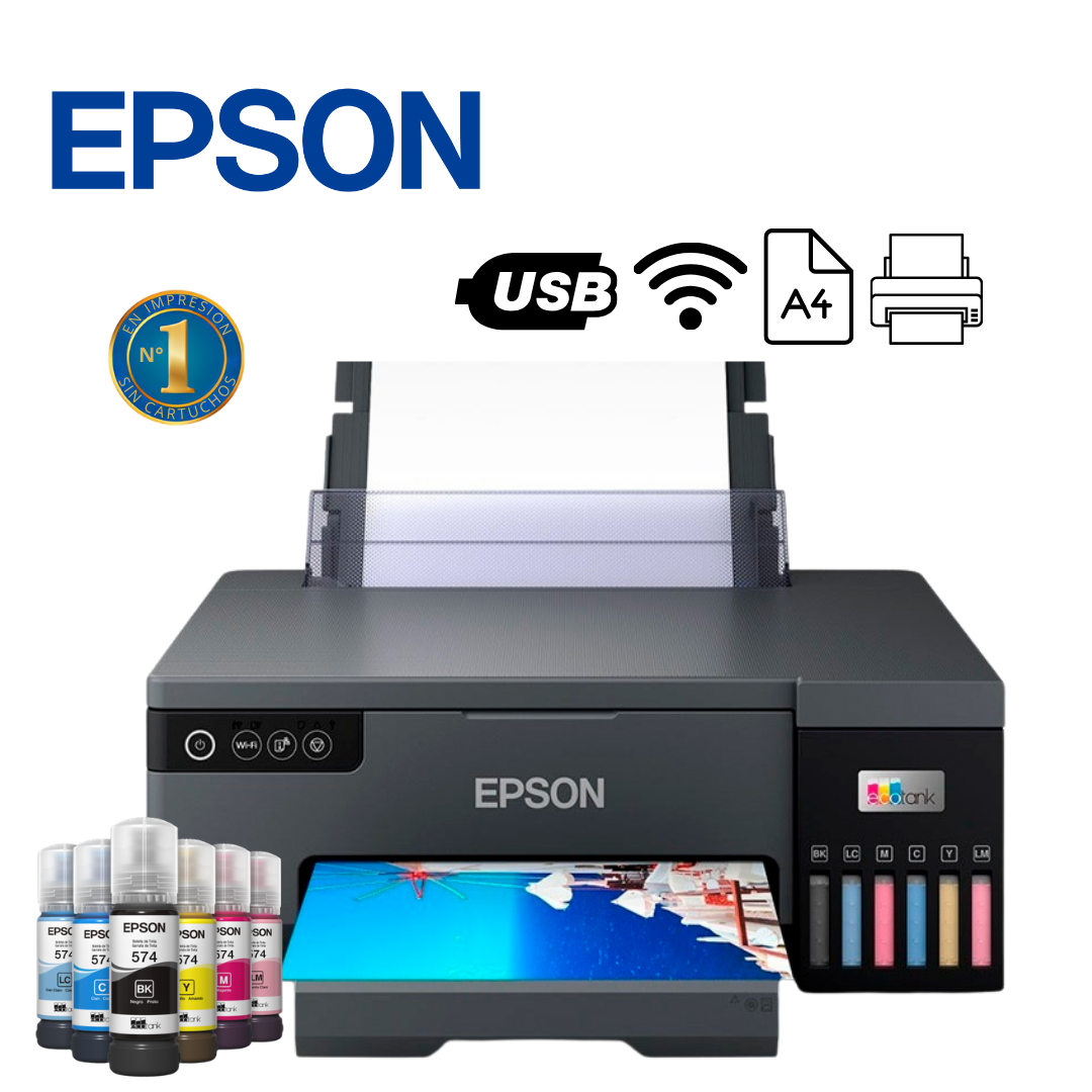 Impresora fotográfica L8050 Epson EcoTank, PVC, CD, DVD, USB, Wi-Fi | L8050