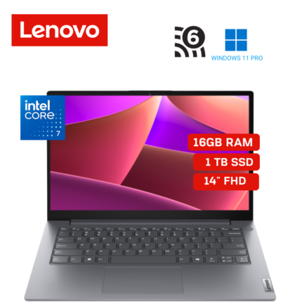 Laptop Lenovo V14 G5 IRL, Core 7 240H, 16GB RAM, 1TB SSD, 14" FHD, Luna Grey | 83GU0039LM