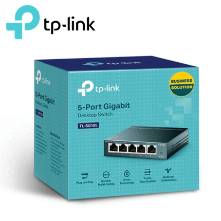 Switch No Administrable TP-Link TL-SG105, 5 RJ-45 10/100/1000 Mbps, 100V - 240VAC.