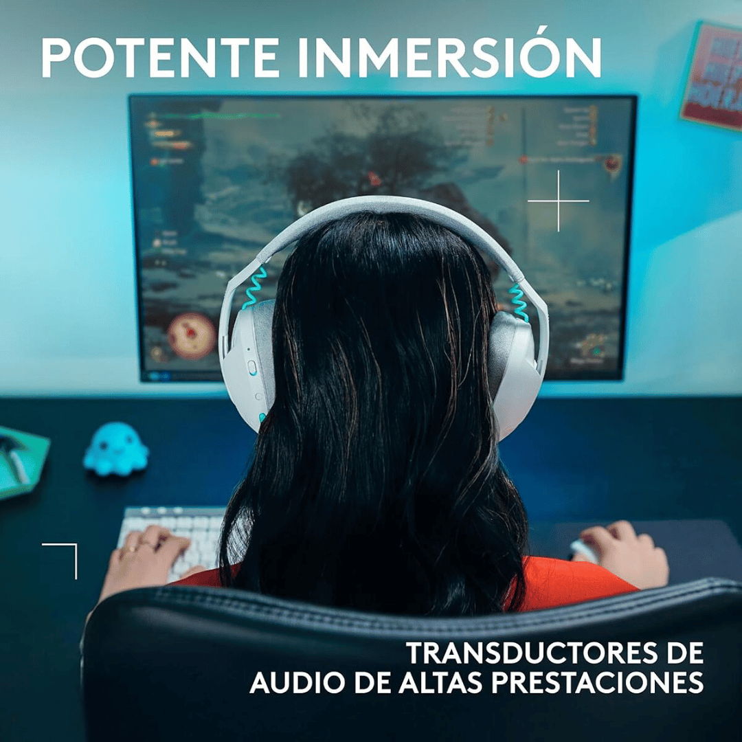 Audífono con micrófono Logitech G321, 22h, lightspeed, bt, 40mm, cable usb-c, blanco | 981-001568 - Imagen 6