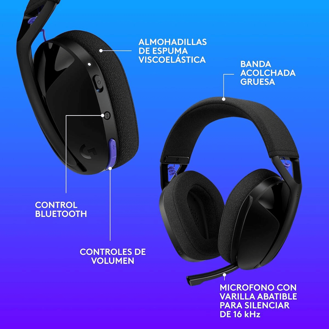 Audífono con micrófono Logitech G321, 22h, lightspeed, bt, 40mm, cable usb-c, negro | 981-001562 - Imagen 7