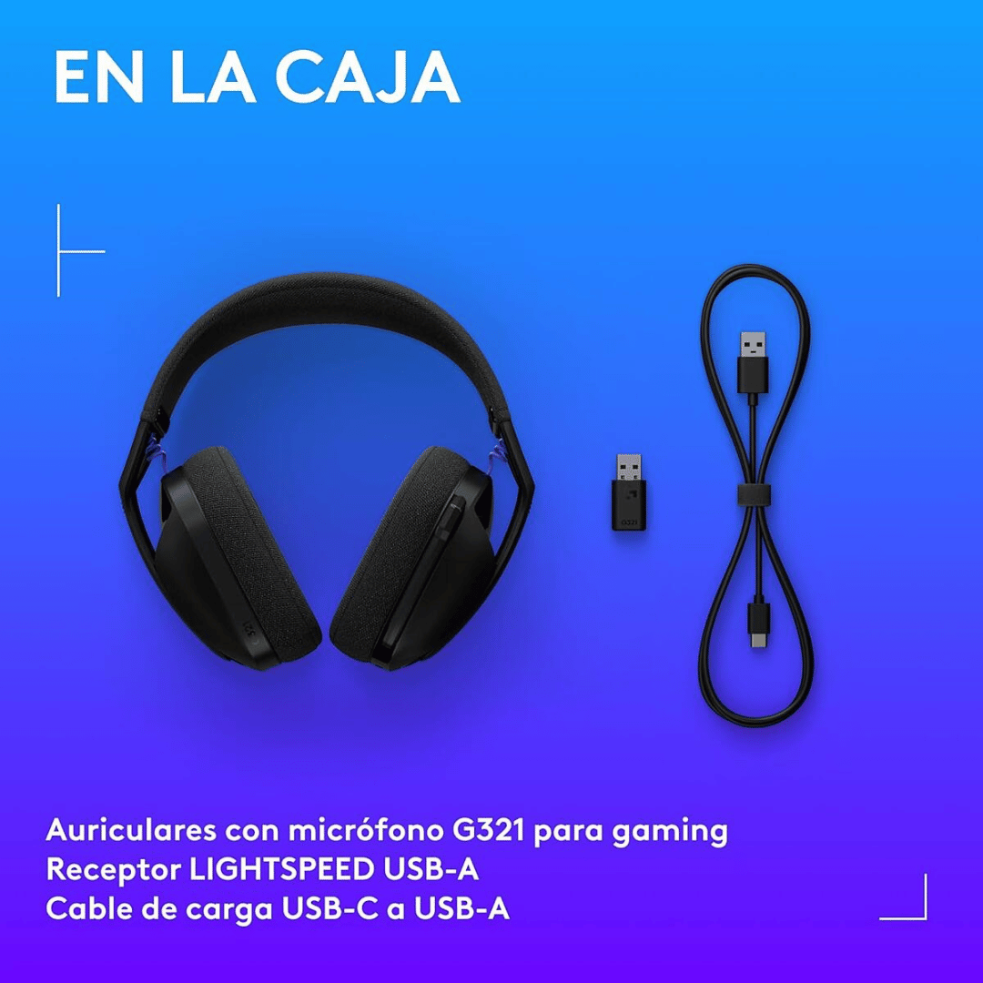 Audífono con micrófono Logitech G321, 22h, lightspeed, bt, 40mm, cable usb-c, negro | 981-001562 - Imagen 8